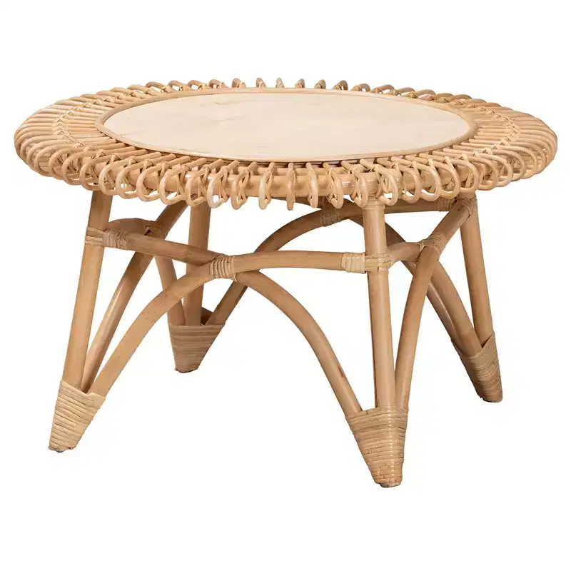 Modern Bohemian Natural Rattan Coffee Table