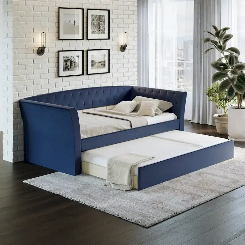 St. Ives Faux Leather Upholstered Day Bed with Trundle