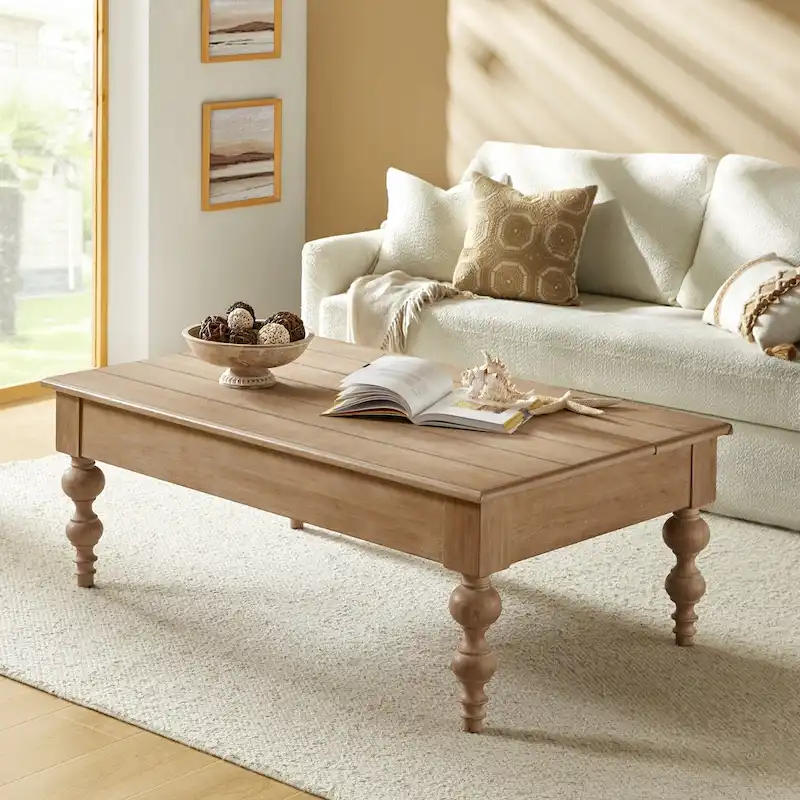 Gaston Traditional Rectangular Coffee Table with Storage Shelf by HULALA HOME