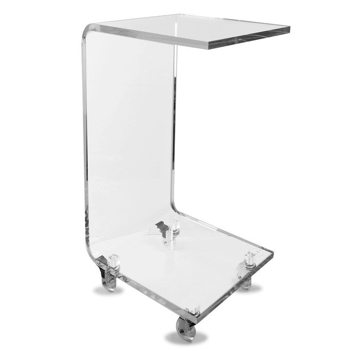 DesignStyles Acrylic C-Table w/Wheels