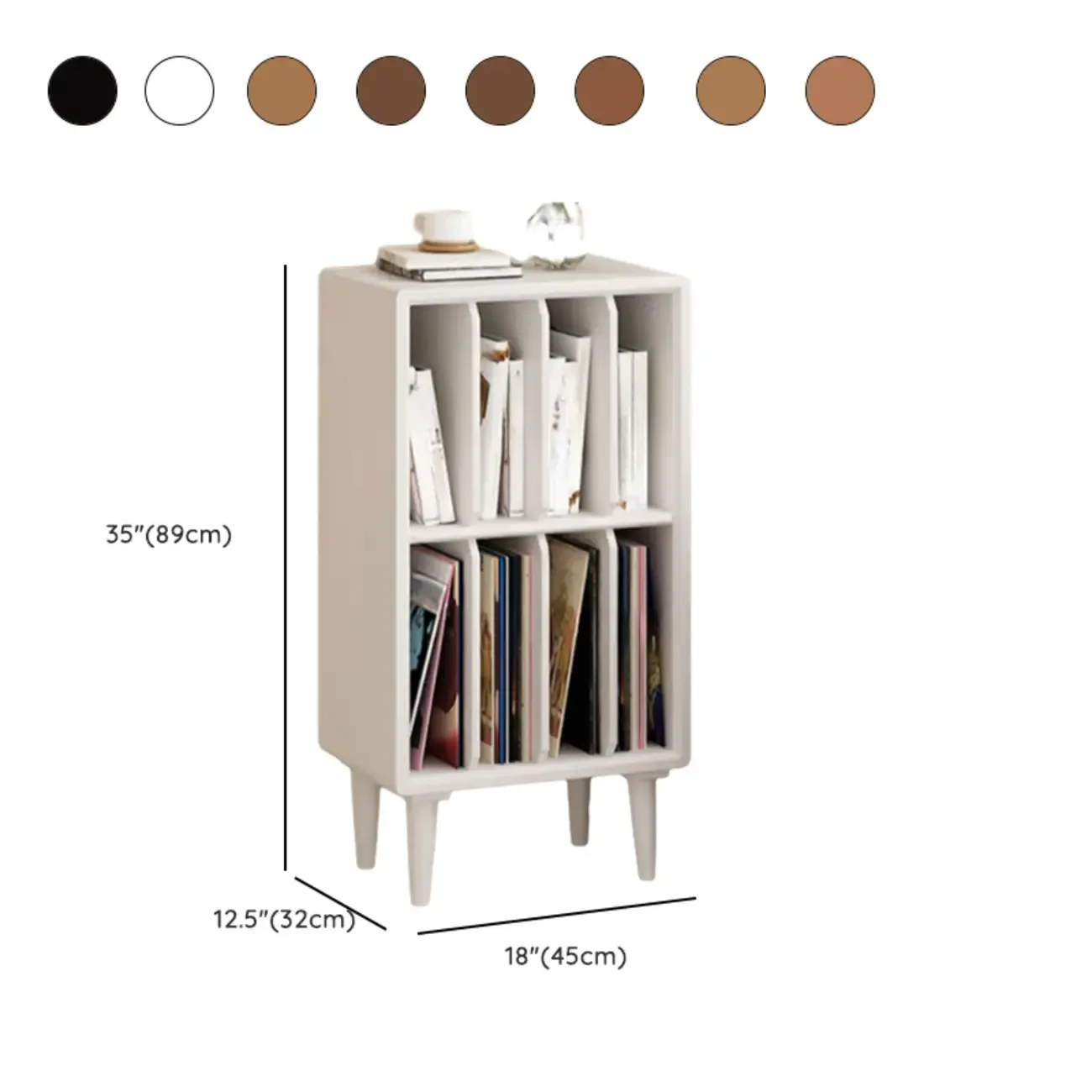 Vertical White Wood Multi-shelves Display Bookcase