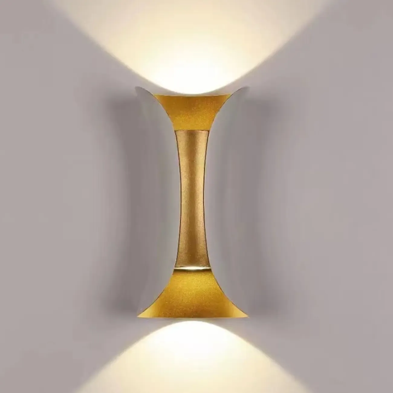 Modern 2-Light Metal Curve Up Down Outdoor Wall Sconce