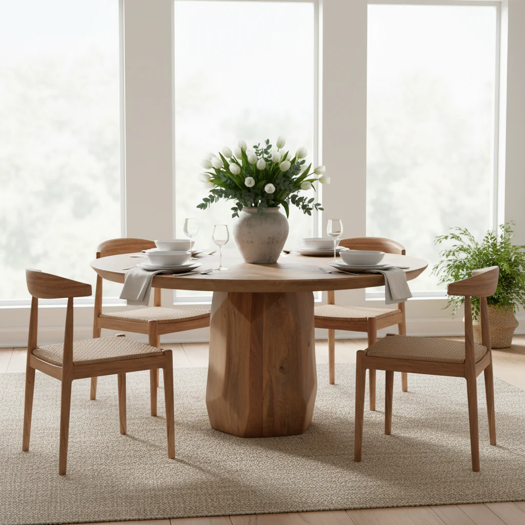 60 Light Brown Wood Dining Table - 60.0L x 60.0W x 30.0H