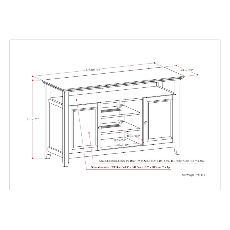 WYNDENHALL Halifax 54 inch Wide Solid Wood Transitional TV Stand - 54 W x 18.9 D x 31.9 H