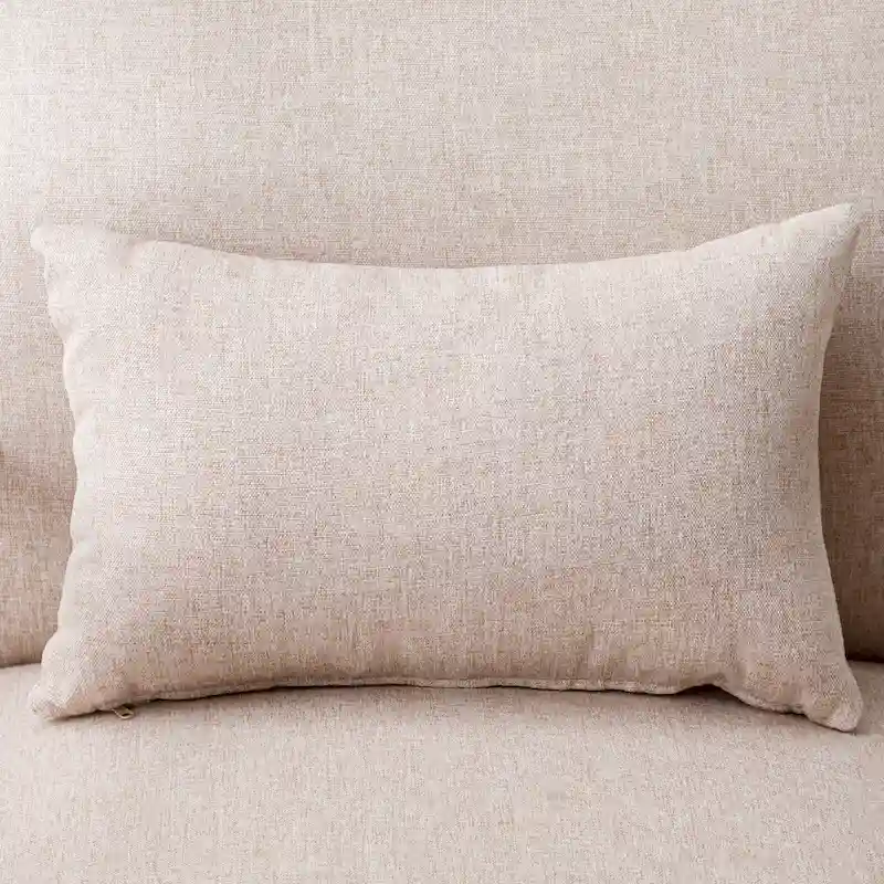 Upholstered Linen Blend Accent Chair with Wooden Legs and One Pillow