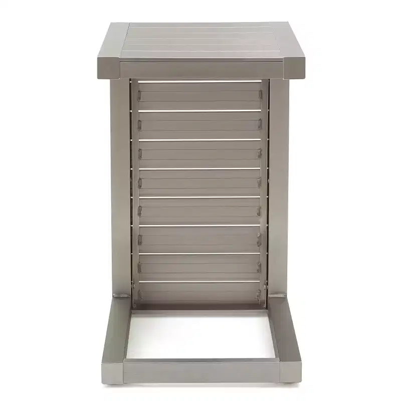 MAYEERTY End Table Fashionable Modern Aluminium Side Table with Storage Silver