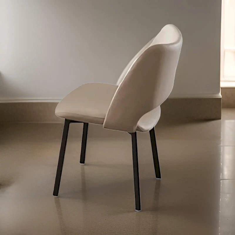 22-Inch Dining Chairs (Set of 2) — Beige Faux Leather, Armless with Open Back