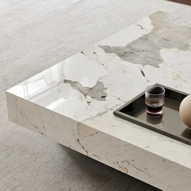 JASIWAY Light Luxury Sintered Stone Square Coffee Table