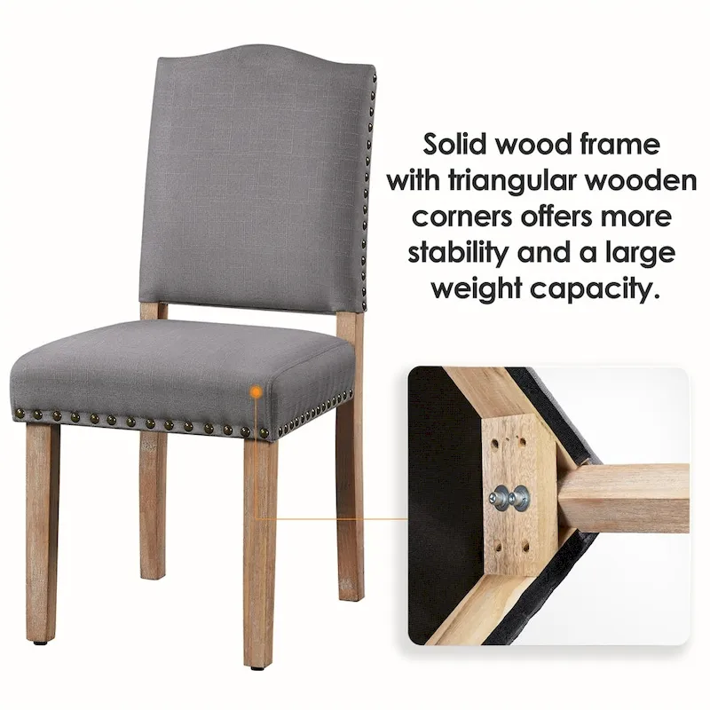 Yaheetech 2PCS Dining Chairs Upholstered Kitchen Chairs with Nailhead Trim - 18 L  22.5 W  36.5 H