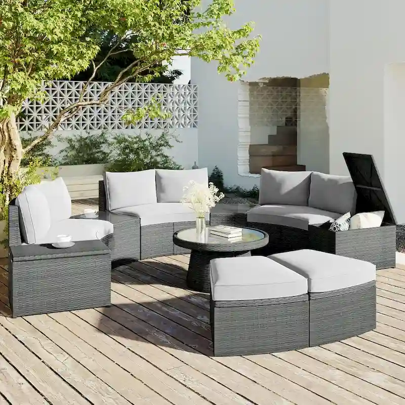 Outdoor Rattan Sofa Set (10 Pieces)