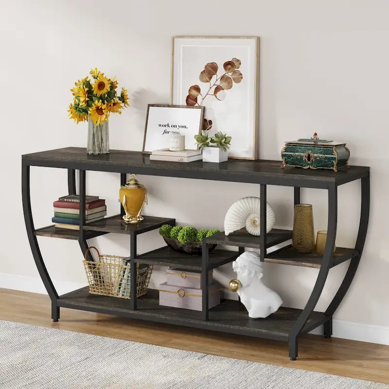 70.9 Inch Extra Long Console Table with Shelves,Sofa Console Table