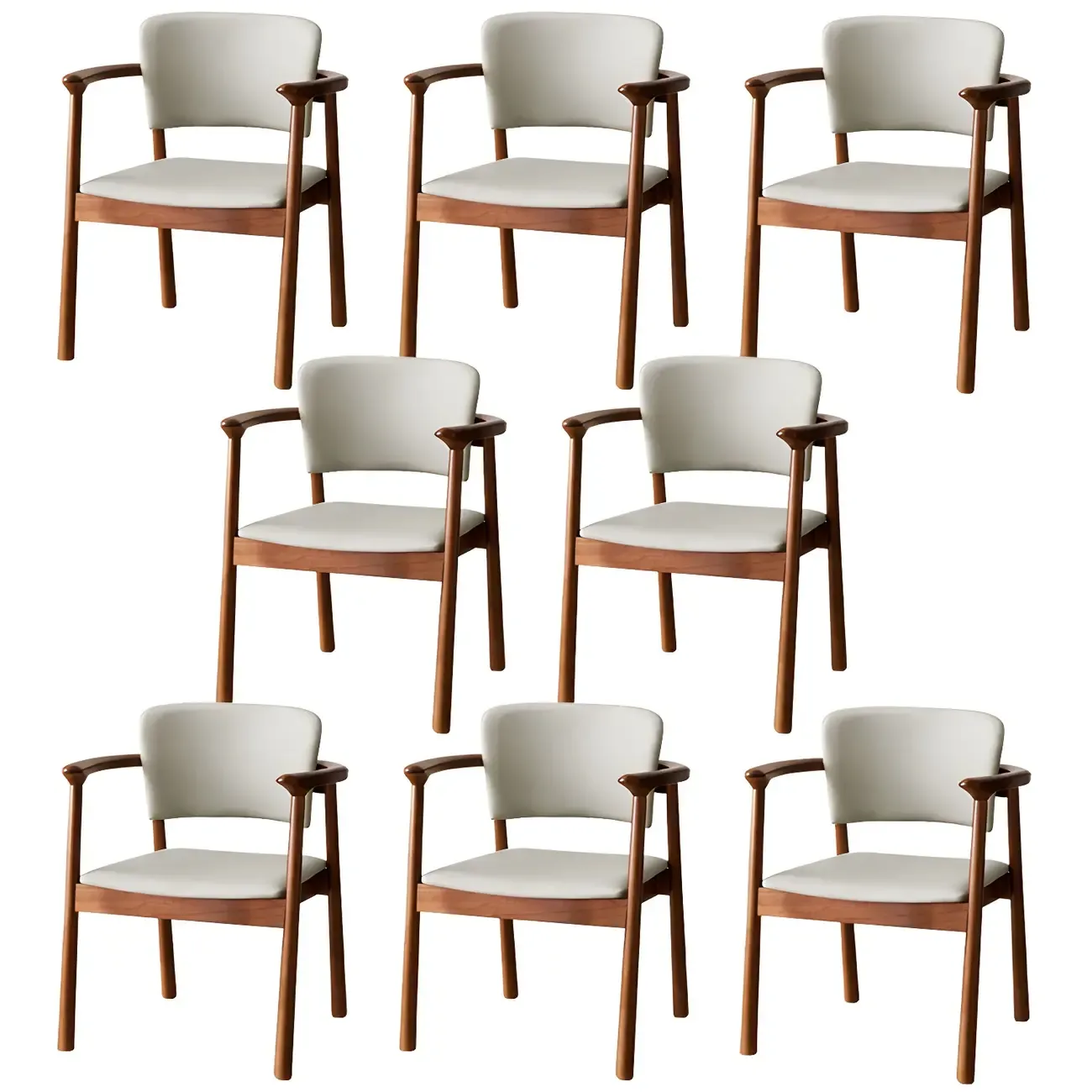 Modern Upholstered Rubberwood Arm Dining Chair Set of 2