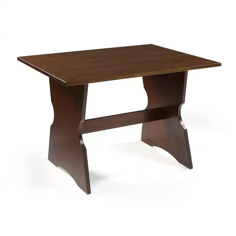 3pc Colby L Shaped Bench and Backless Nook Dining Set Brown - Linon: Wood Frame, 5-Seater, Trestle Base
