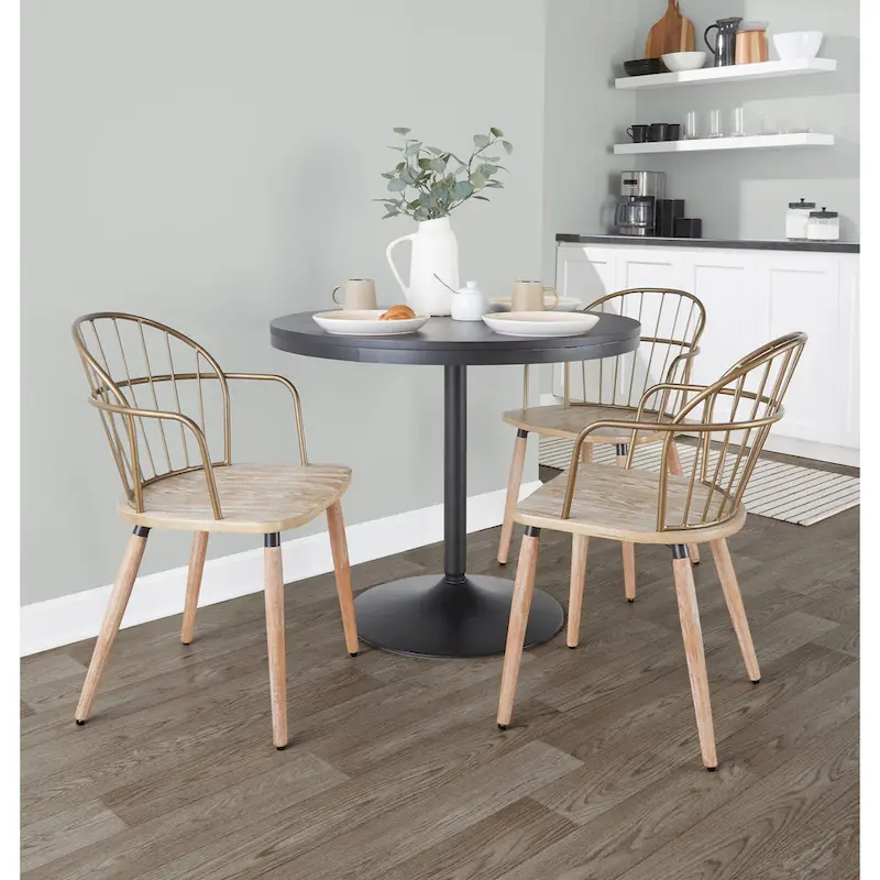 Carbon Loft Ellul Industrial Chair in Dark Walnut Wood and Black Metal - N/A