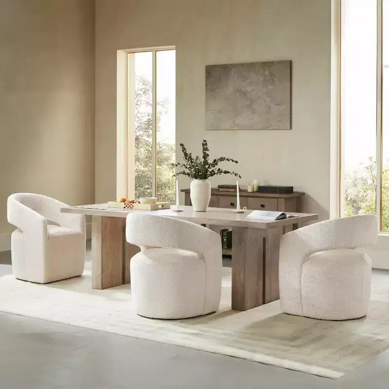 Spruce&Spring Modern Barrel Dining Chair with Caster & Open Back No Assembly Anywhere Chair
