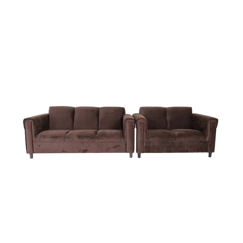 Coast to Coast Sofas Mid Century Modern Loveseat and Sofa Set Solid Wood Frame Upholstered