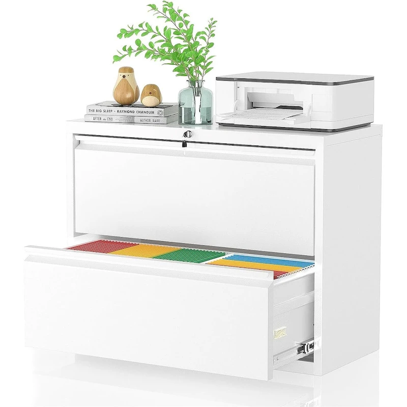 36 W 2 Drawer Metal Lateral File Cabinet with Lock