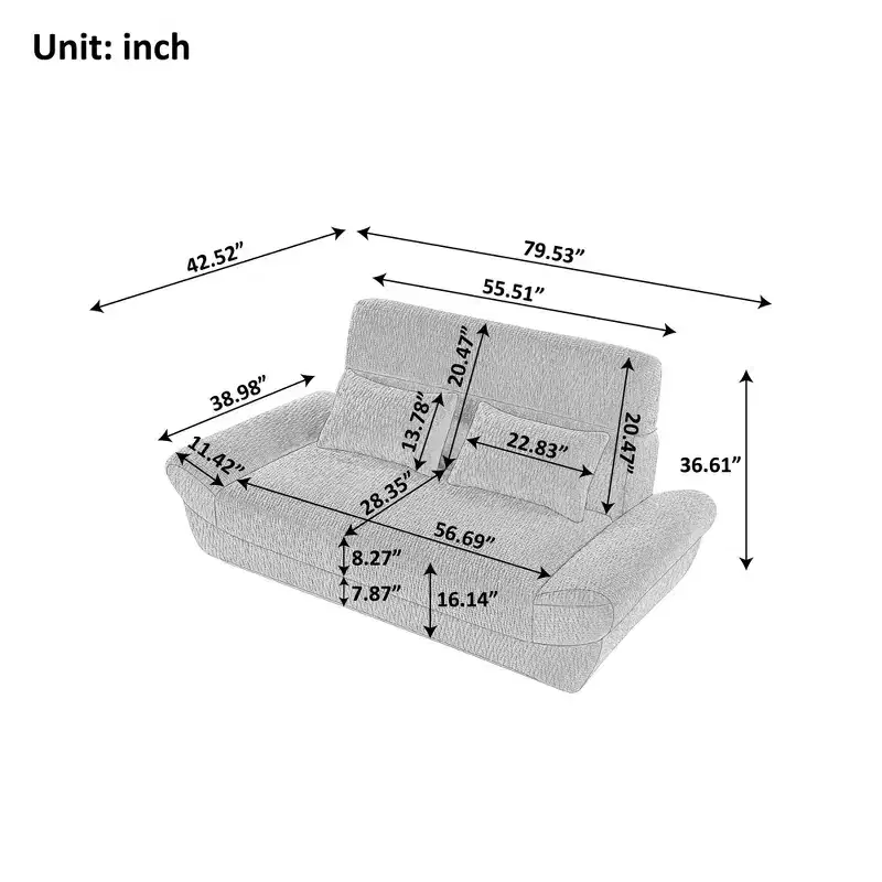 EHMKNP 2-Seater Sailboat Elliptical Sofa  High-Density Compressed Foam Luxury Living Room Couch