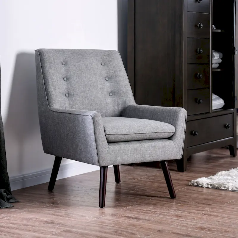 Valla Modern Wood Button Tufted Flared Arms Accent Chair by Carson Carrington