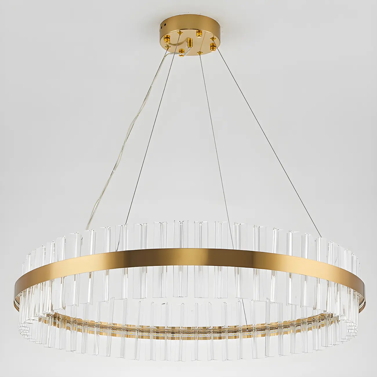 Modern Brass Round Crystal Island Chandelier