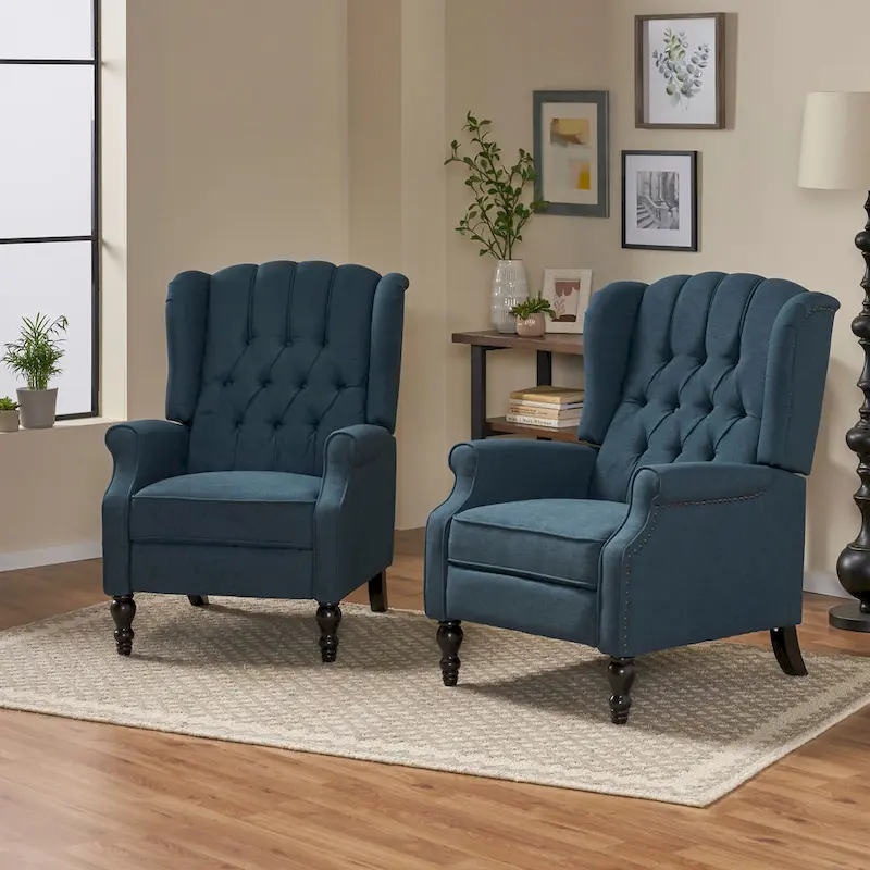 Walter Tufted Fabric Recliners (Set of 2) by Christopher Knight Home