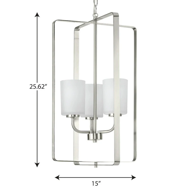 League Collection Three-Light Nickel Farmhouse Foyer Chandelier Light - 16 in x 15 in x 25.62 in