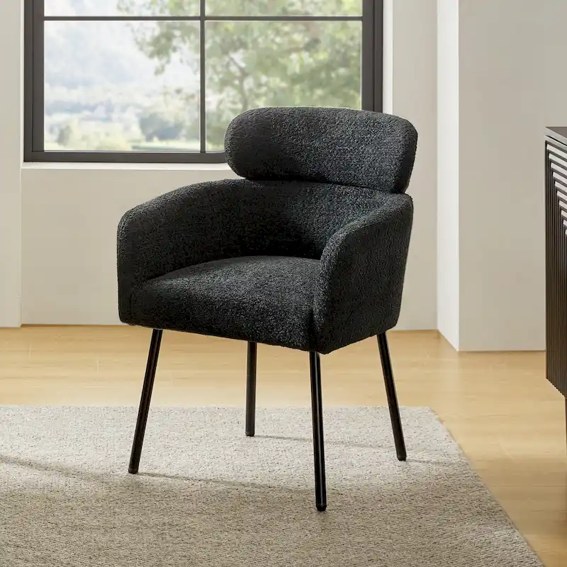Amos Modern Boucle Dining Chair with Adjustment Feet by HULALA HOME
