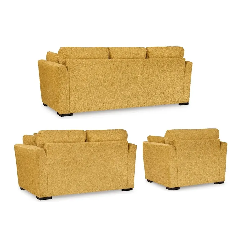 Roundhill Furniture Clareen 3-Piece Living Room Set, Sofa Loveseat and Cutler Chair