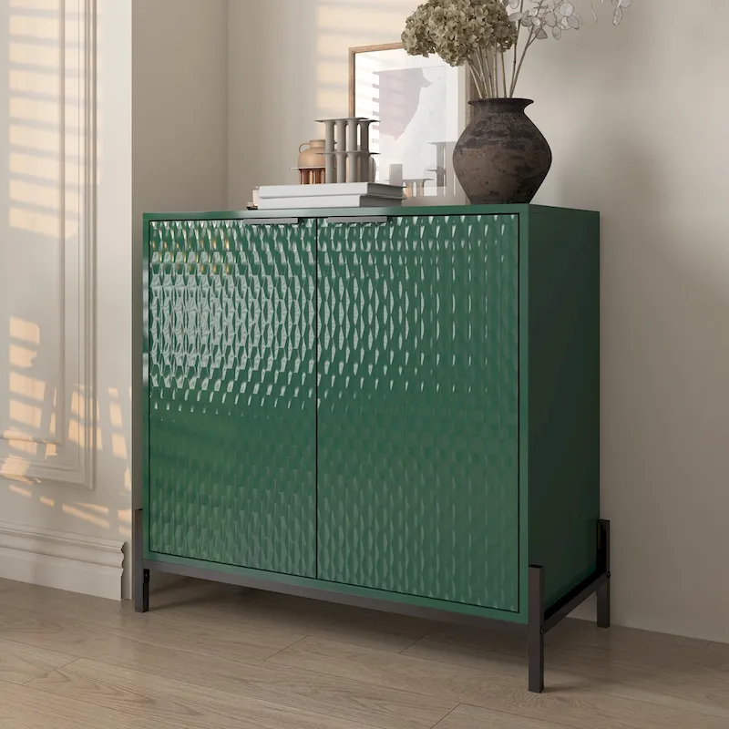 Clihome Modern Glossy Storage Accent Cabinet Sideboard
