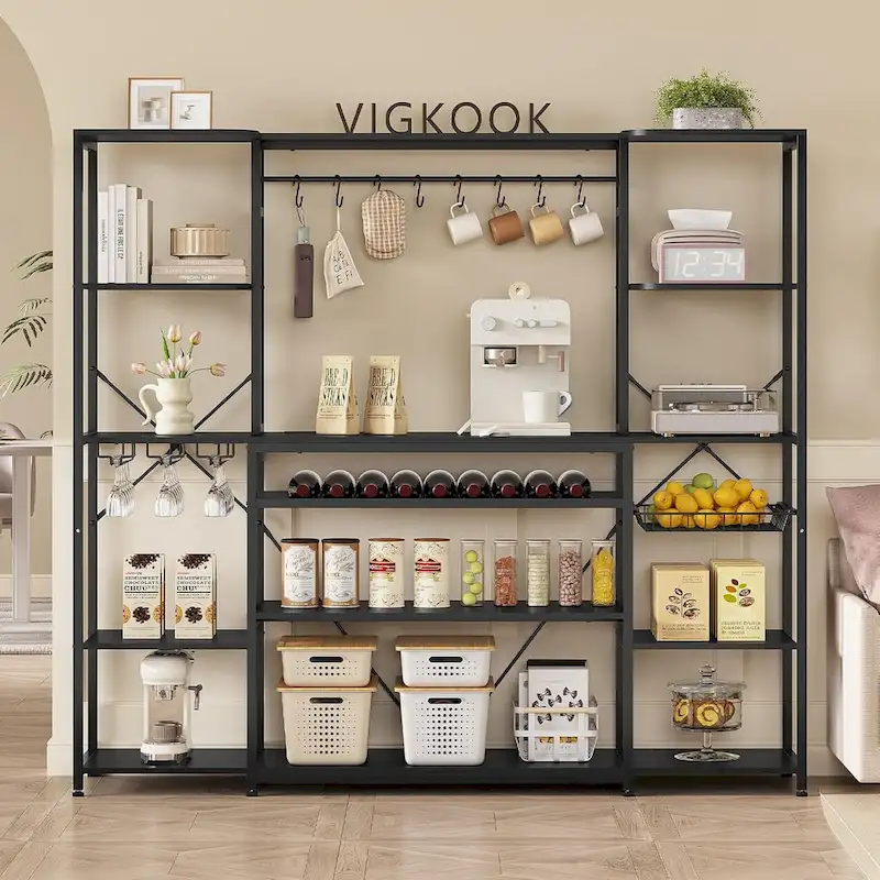 Bakers Rack Coffee Bar Wine Rack Storage Shelves