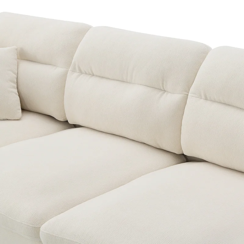 110  Modern L-Shaped Convertible 5-Seat Sectional Sofa with Removable Ottoman and 5 Cushions, Plush Chenille Fabric