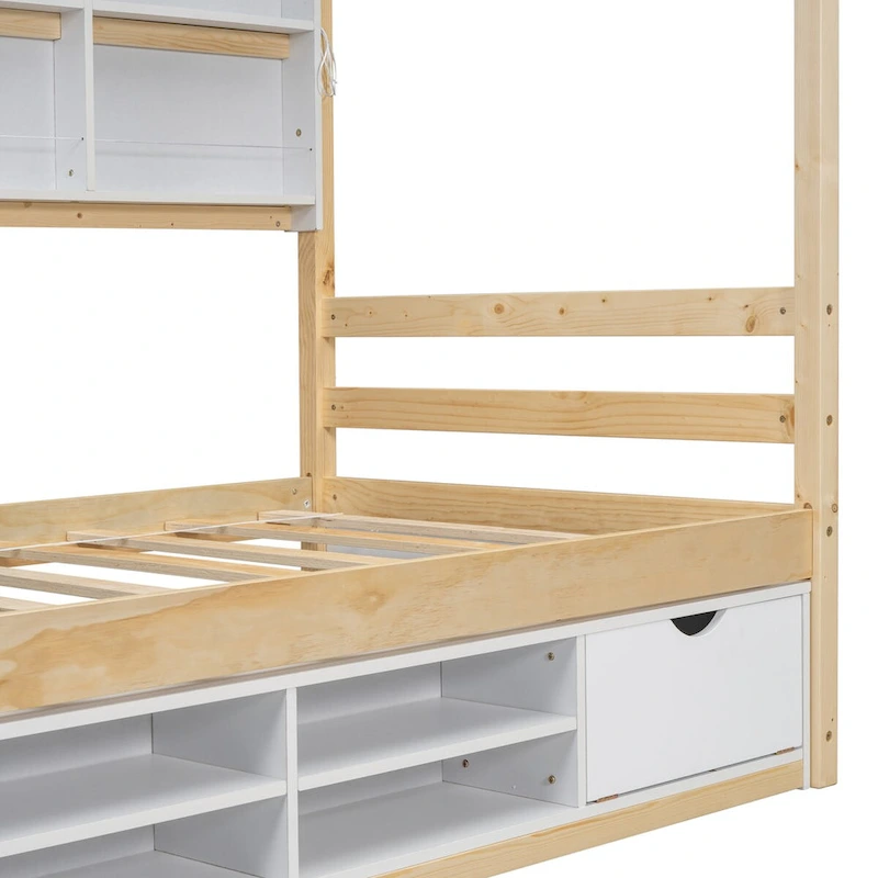 QQ Twin House Bed with Roof Frame