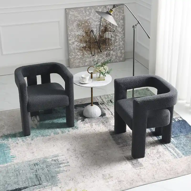 KINWELL 24 Wide Boucle Upholstered Armchair (Set of 2)