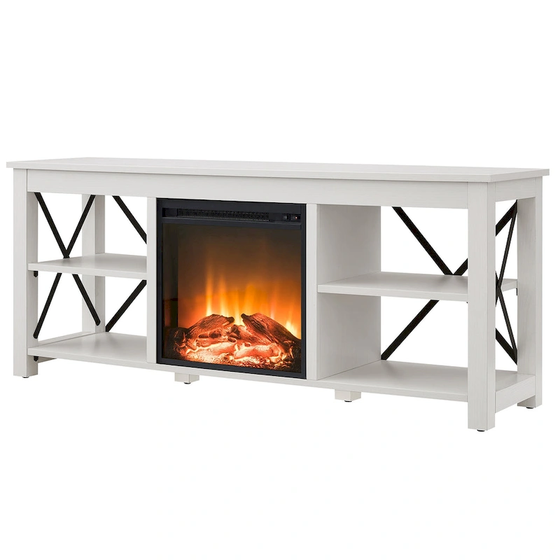Sawyer TV Stand with Log Fireplace Insert