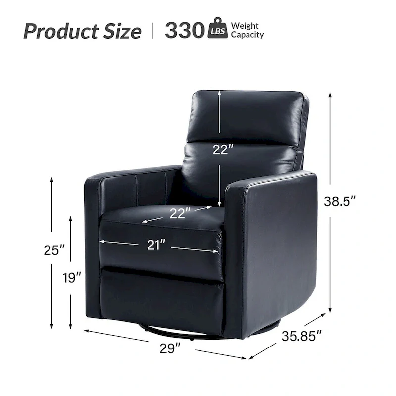 Josefa Modern Genuine Leather Swivel Rocker Recliner Set of 2 by