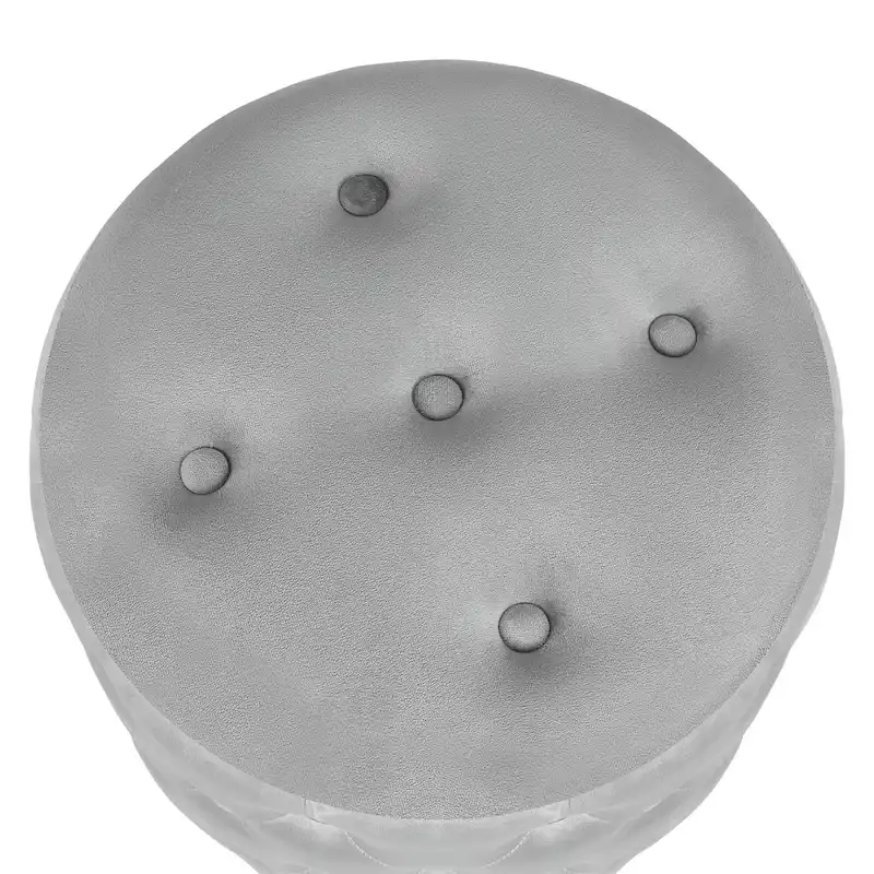 Adeco 18.3 Height Button Tufted Upholstered Round Ottoman