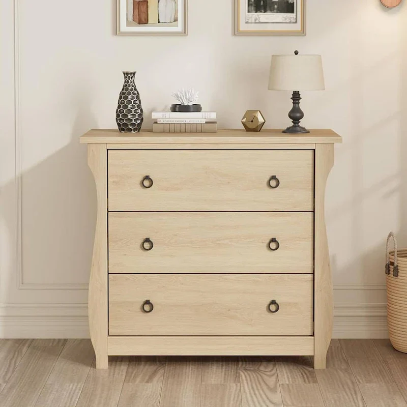 Natural 3-Drawer Dresser for Living Room, Bedroom, Entryway