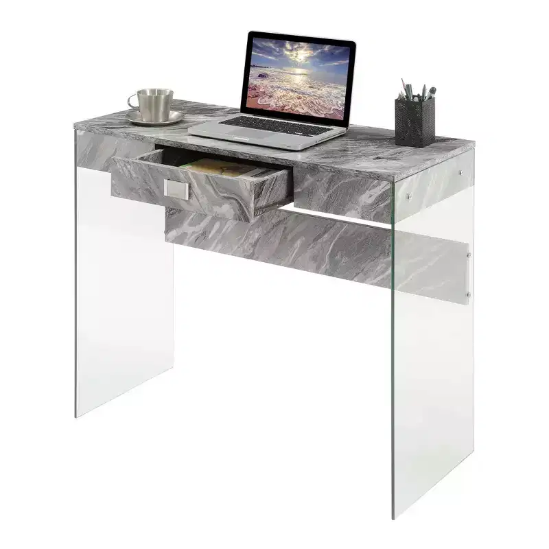 36 Breighton Home Uptown Glass Desk with Drawer