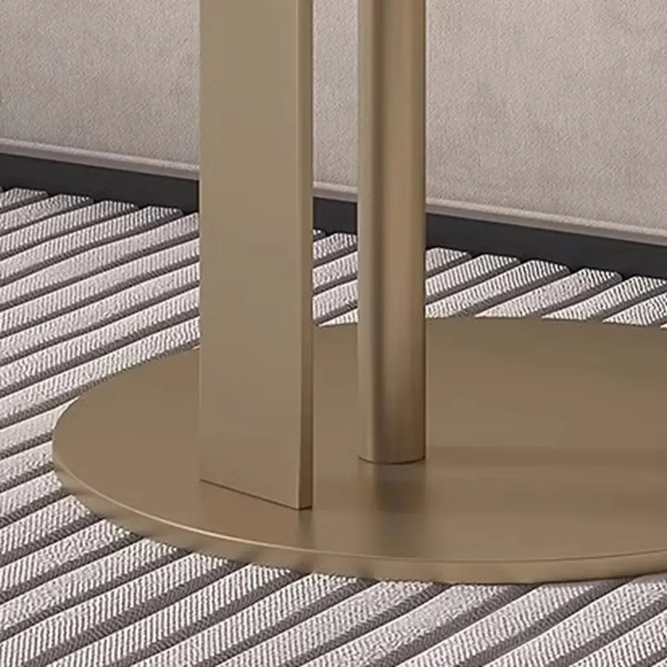 Modern C Shaped Round Sintered Stone Top Steel End Table