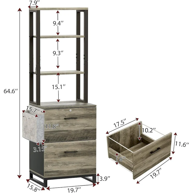 File Cabinet 2 Drawer Lock Filing Cabinet Printer Stand Bookshelves