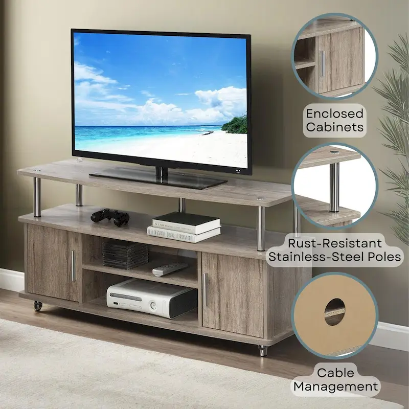 Convenience Concepts Designs2Go Monterey 55 inch TV Stand with Cabinets and Shelves