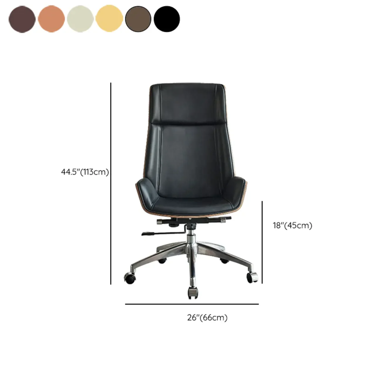 High-Back Black Leather Adjustable Swivel Office Chair