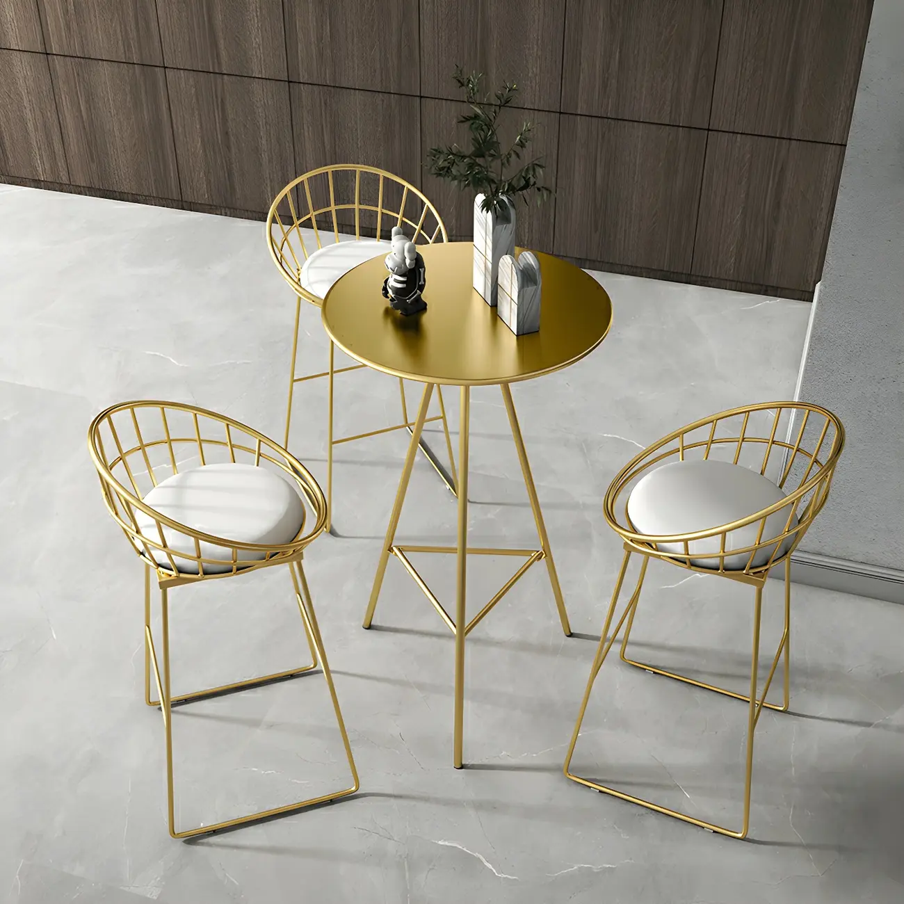 Modern Glam Round Gold Metal Tripod Bar Tables
