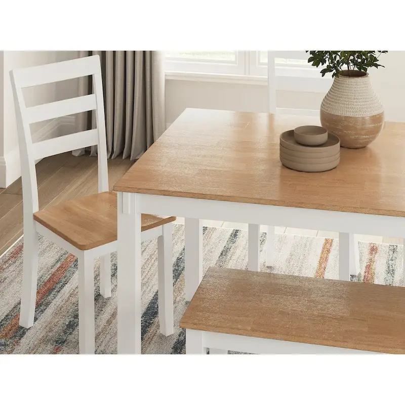 Signature Design by Ashley Gesthaven Dining Table with 4 Chairs and Bench (Set of 6)