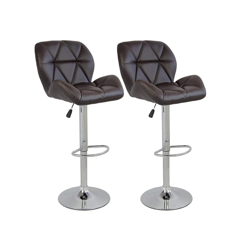 Modern Faux Leather Adjustable Swivel Bar Stools (Set of 2)