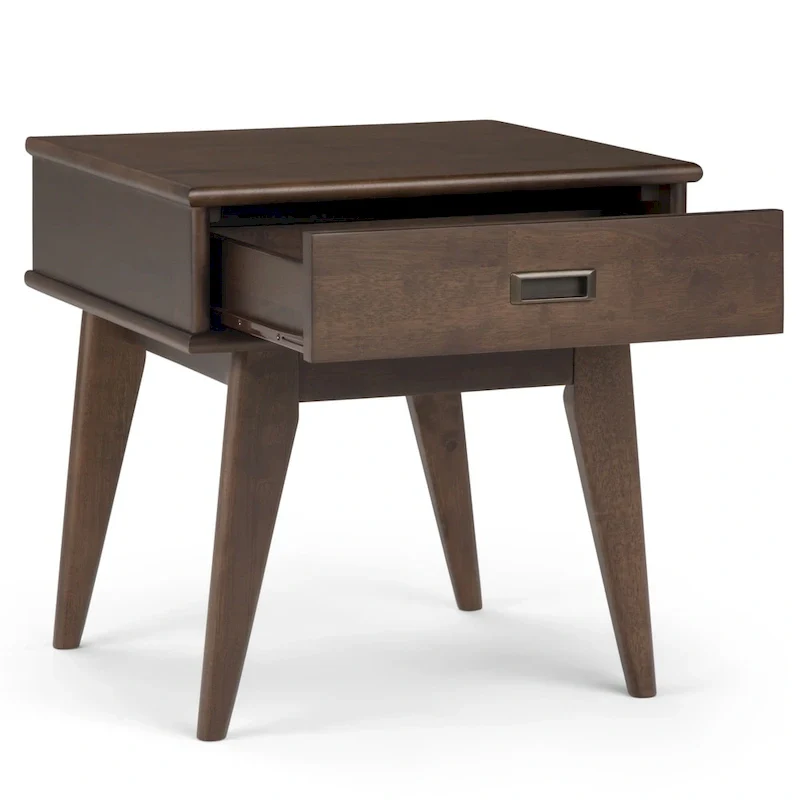 WYNDENHALL Tierney SOLID HARDWOOD 22 inch Wide Rectangle Mid Century Modern End Table - 22 W x 20 D x 22 H