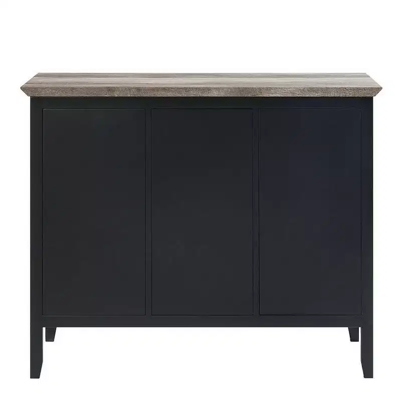 Royal Hampton 47 Inch Sideboard Buffet, 3 Drawers, Antique Oak Brown and Black