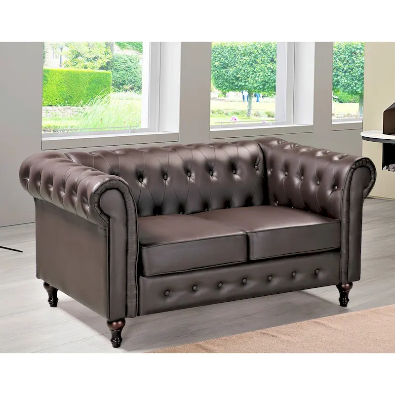 Brooks Velvet Upholstered Classic Chesterfield Loveseat