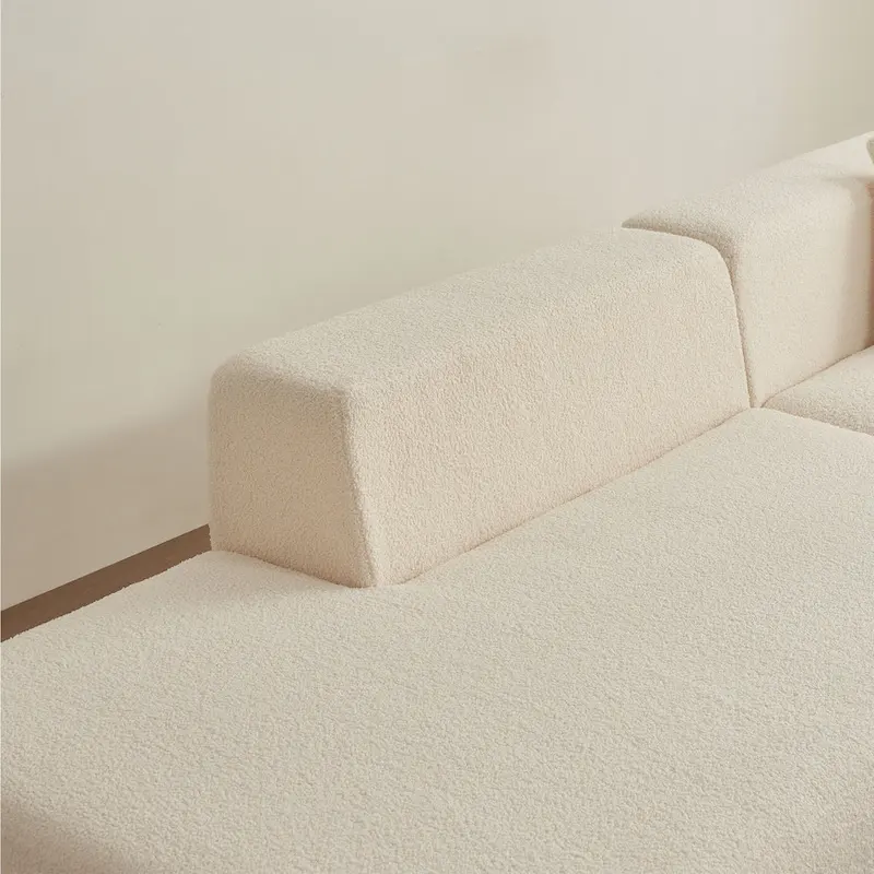 105.51 Modern L-Shape 5 Seater Modular Sectional Sofa Couch with Chaise Lounge, in Soft Lambswool Sherpa Fabric