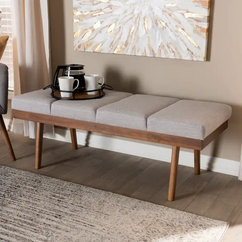 Mid-Century Fabric Bench